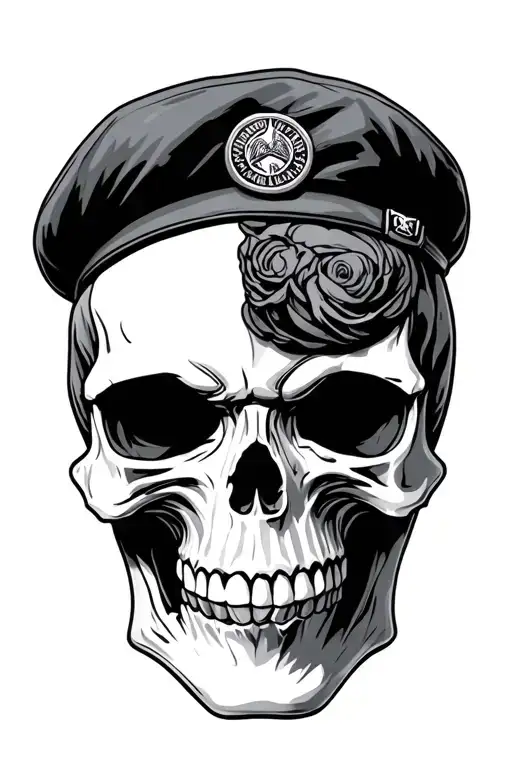 Skull With Airborne Beret