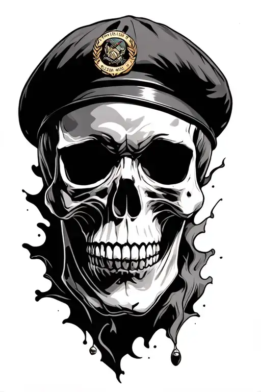 Skull With Airborne Beret