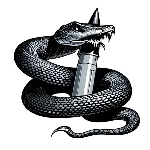 Give Me A Design Of A Heat Seeking Missile With A Snake Around It
