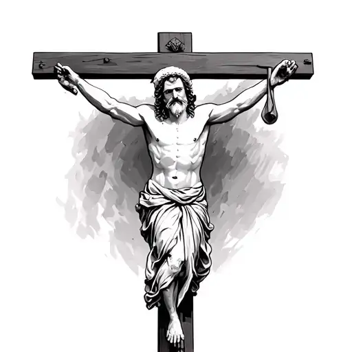 Santa Supper With The Background Crucifixion