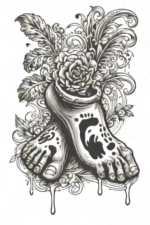 Birthdate With Baby Foot Print Made