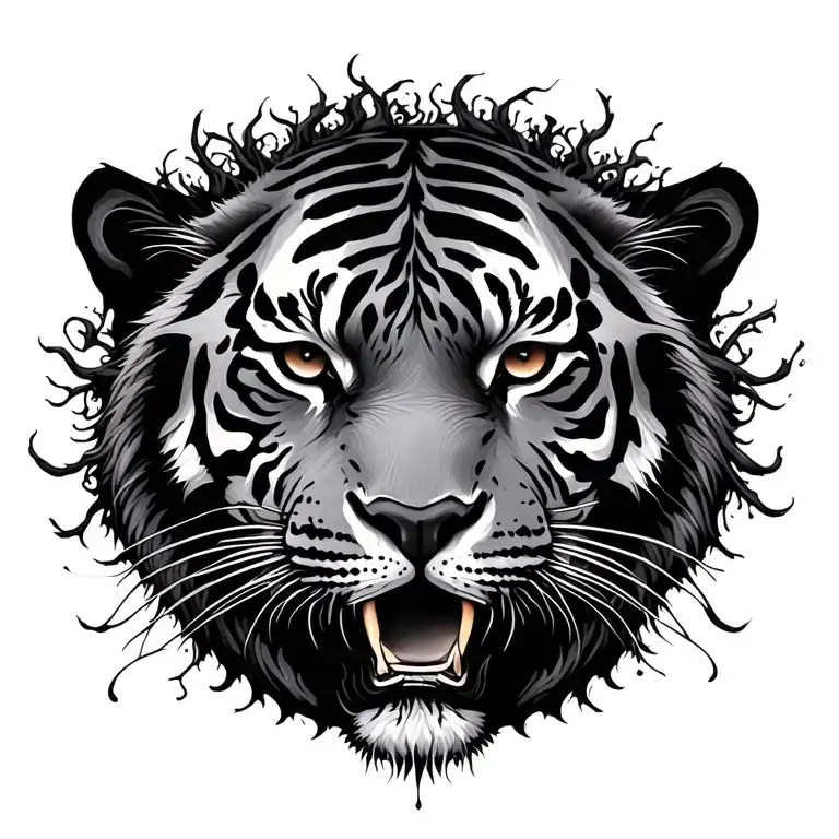 Tree Of Life With Tiger Face With Hollow