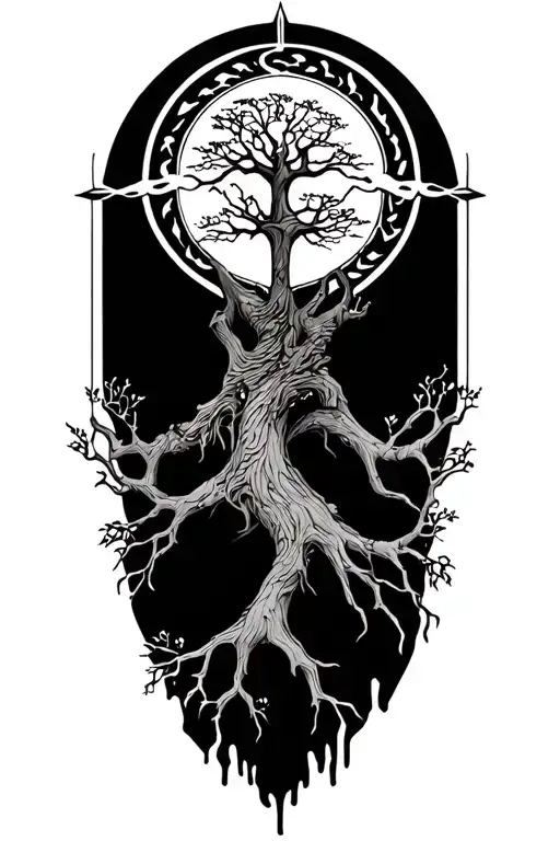 Nordic Tree Of Life With Japanese Wind Bars