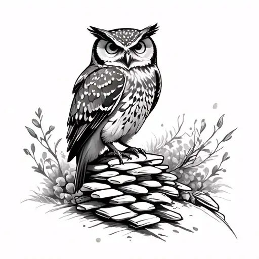 Owl Perched Atop A Stack