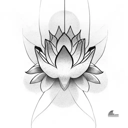 A Sun Rising Over A Serene Water Landscape With A Lotus Flower In The Foreground