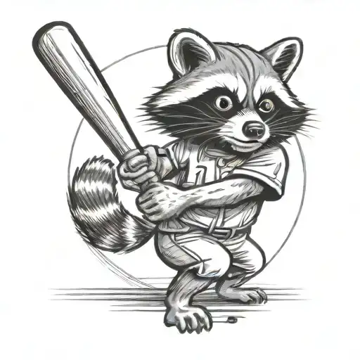 A Raccoon Hitting A Baseball Bat Wearing The Number 11