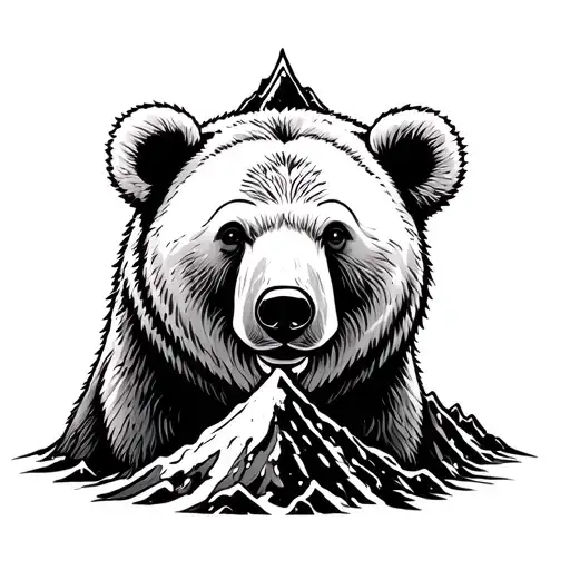 Bear And Volcano Together