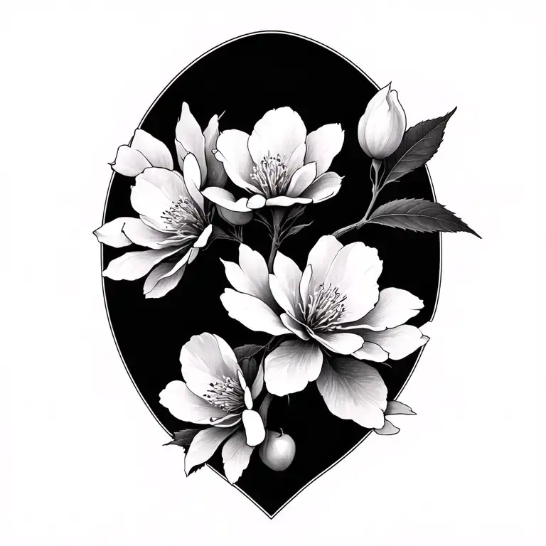 Cherry Blossom Black And White