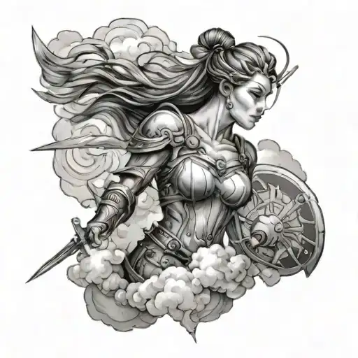 Female Warrior Clouds Surrounding