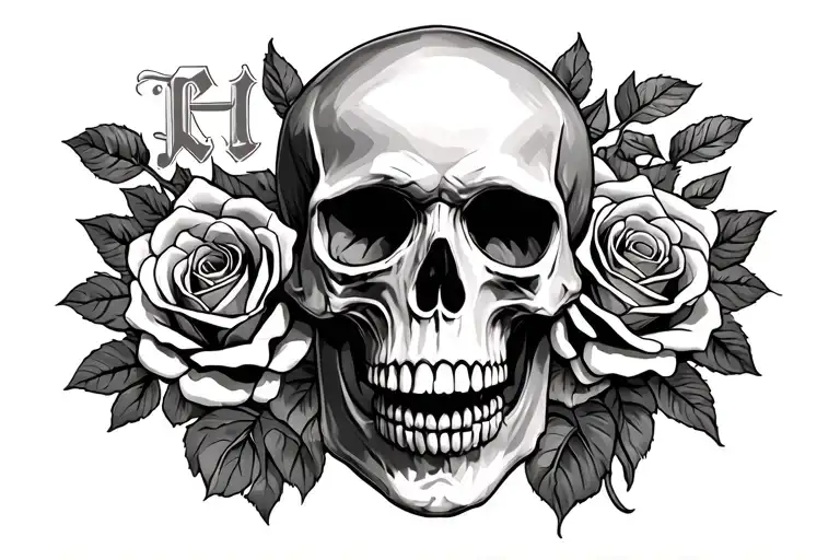 Skull And Roses With Letters