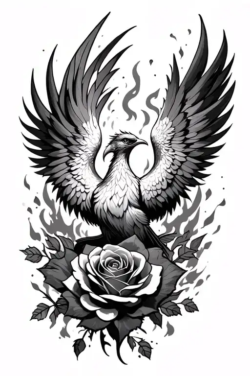 Black Rose Phoenix Rising From The Ashes