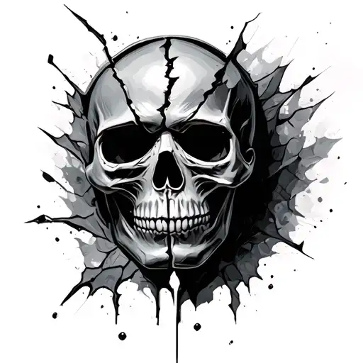 Broken Mask With Skull