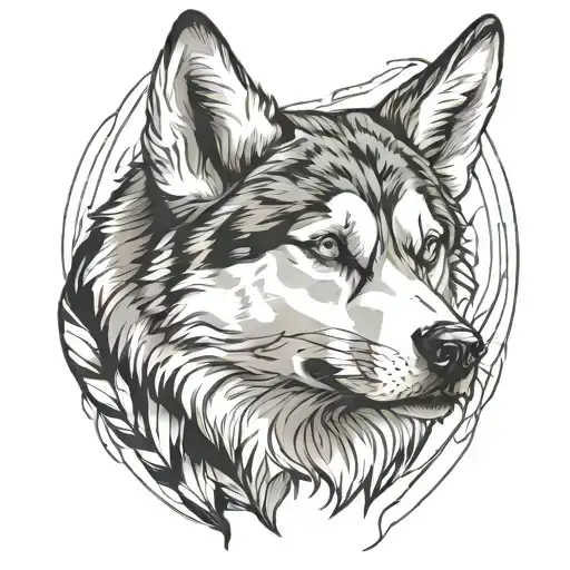 Husky Ears Black And White Lines