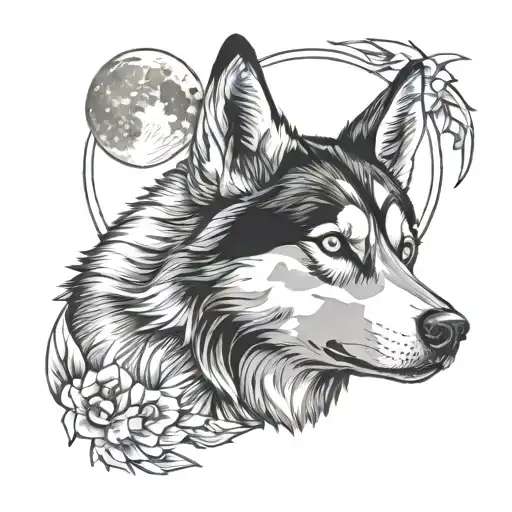 Husky Ears And Breeze And Moon