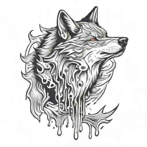 Lone Wolf With Blood Dripping