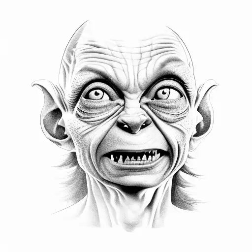 Portrait Of Gollum With His Iconic 'My Precious' Expression