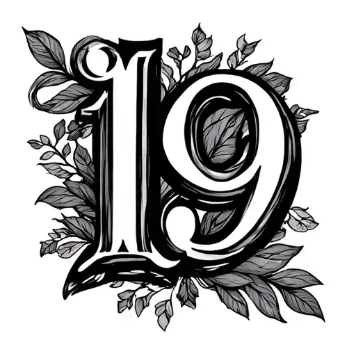 19 In Roman Numeral Numbers With Love Forever In Cursive With Shading