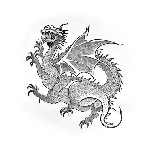 Create A Tattoo Featuring A Dragon Wrapped Around A Sakura Tree