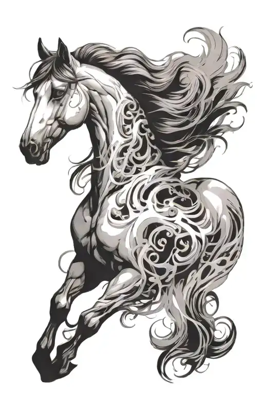 Horse Side Profile Mane Made Of Smoke Forming The Shape