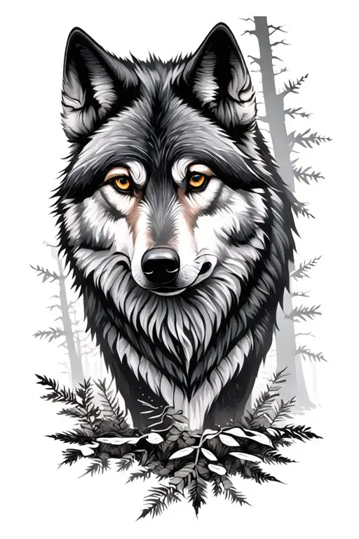 Forest And Wolf In The Forest