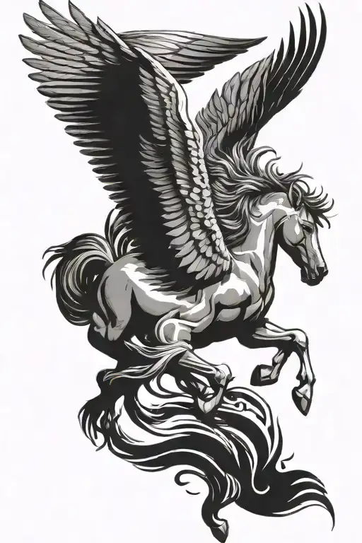 Pegasus Horse With Wings From Back