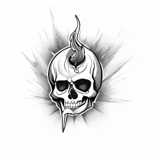 Blackjack Cards With Flames And Skull