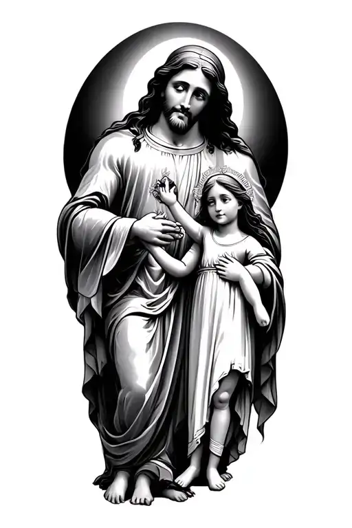 God With Son And Daughter Holding Hands