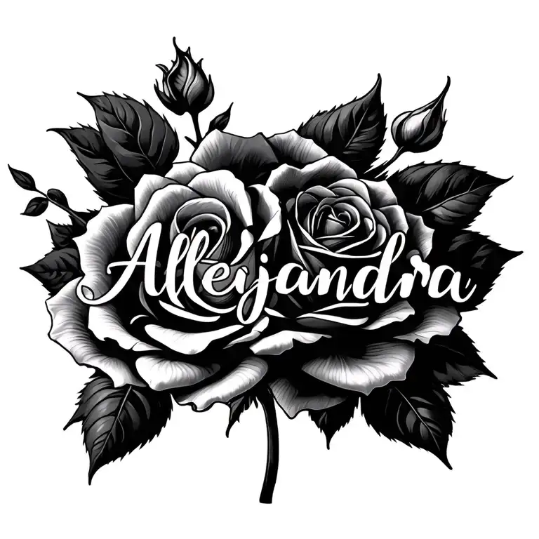 The Name Alejandra With A Rose Surrounded No Stem