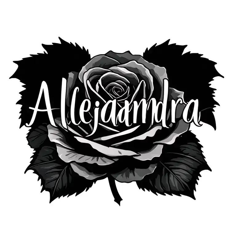 The Name Alejandra With A Rose Surrounded With No Stem Or Leaves And Only 1 Rose