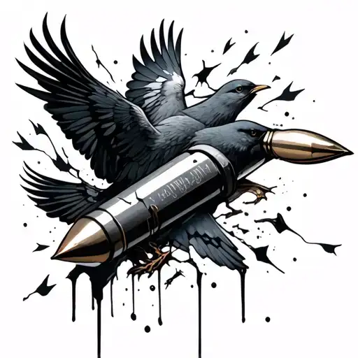 Broken Bullet With Birds Coming Out