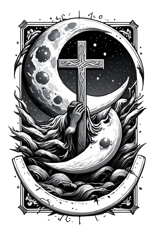 Uppside Down Cross Go Inside Moon