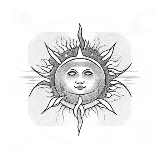 A Sun Rising Over A Serene Water Landscape With A Lotus Flower In The Foreground