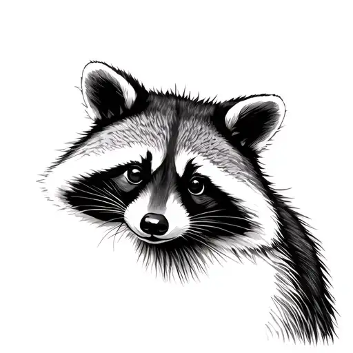 Minimalist Very Simple Line Or Dot Work Style Of A Raccoon