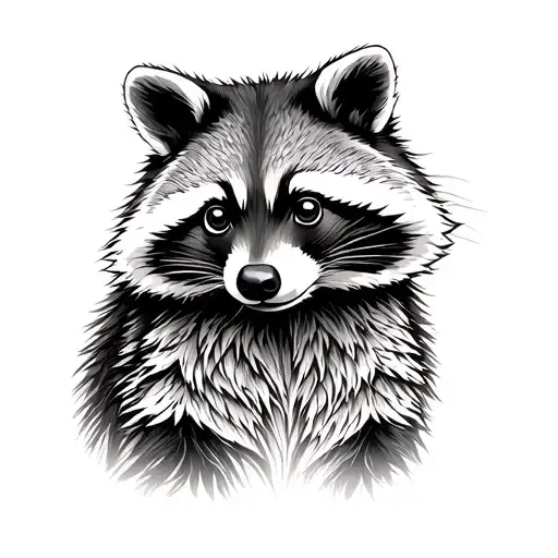 Minimalist Very Simple Line Or Dot Work Style Of A Raccoon
