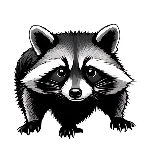 Minimalist Very Simple Line Or Dot Work Style Of A Raccoon