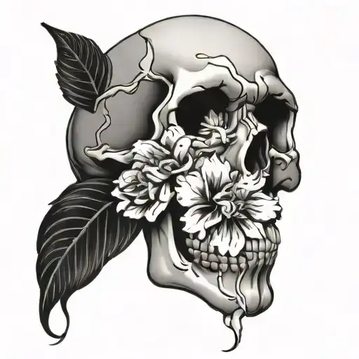 Skull With Flowers Inside Representing