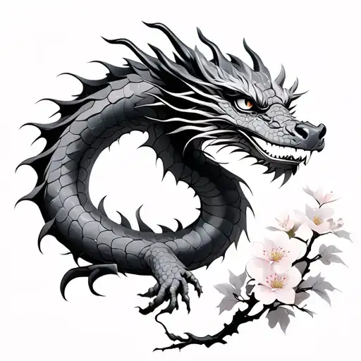 Dragon With Cherry Blossom