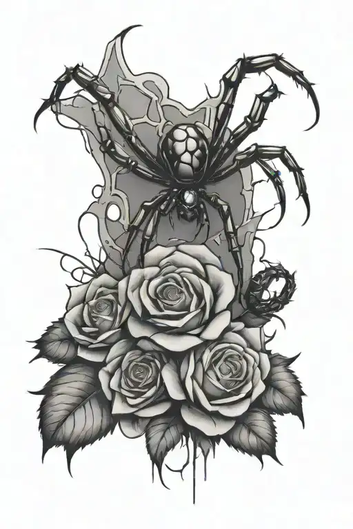 Forearm Sleeve With Rose And Black Widow Spider