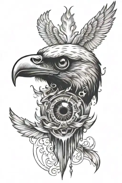 Crow Skull Eye Bullet Earth Air Water