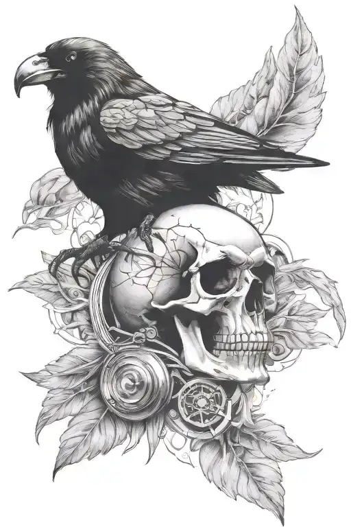Crow Skull Eye Bullet Earth Air Water