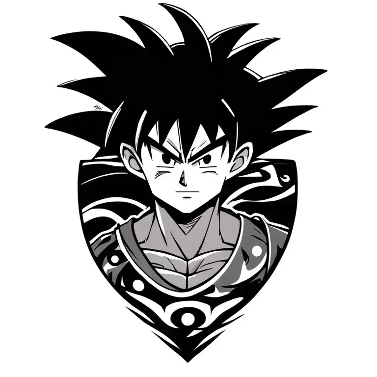 Anime Goku With Tribal Tattoo Design