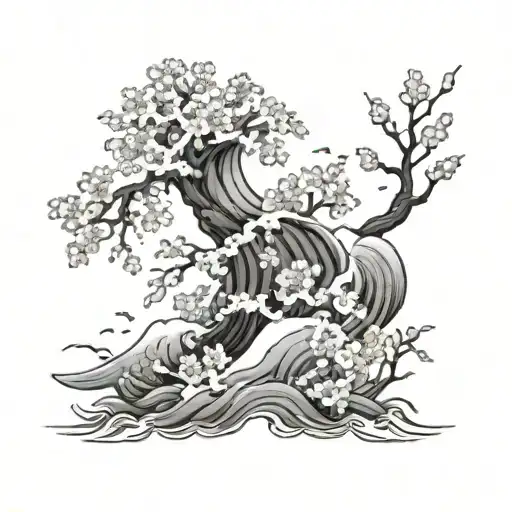 Iresumi Ocean With Sakura Flowers