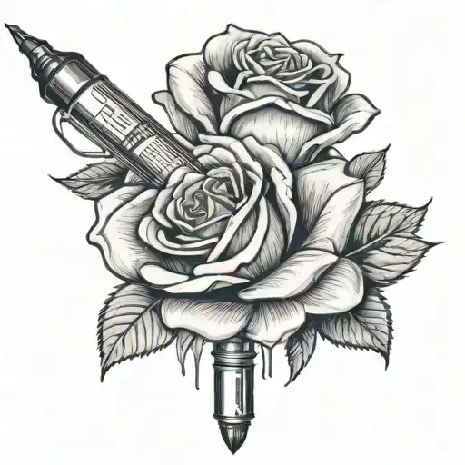 Heroin Syringe And A Rose