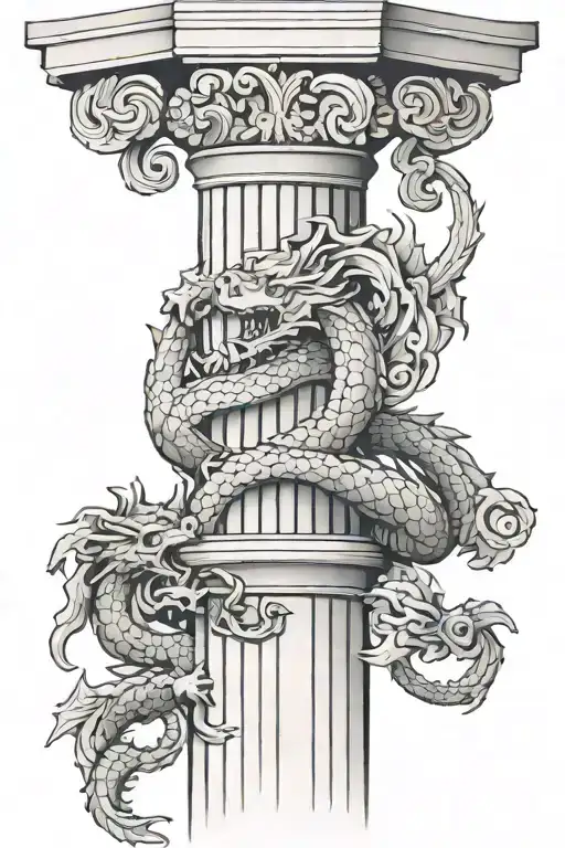 Roman Column With Dragon Wrapped Round
