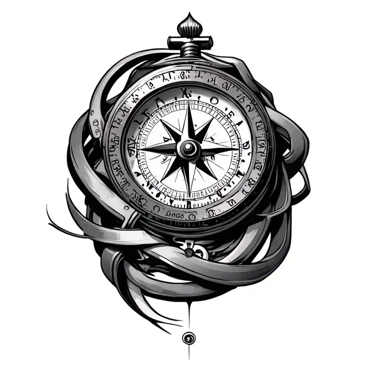 Compass And Watch Mechanism Intertwined