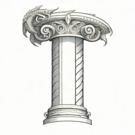 Roman Column With One Dragon Wrapped Round