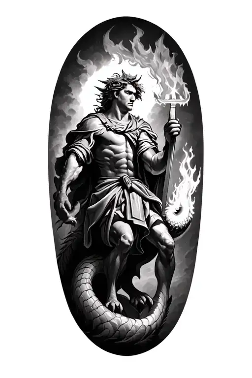 St George Slaying The Dragon Breathing Fire