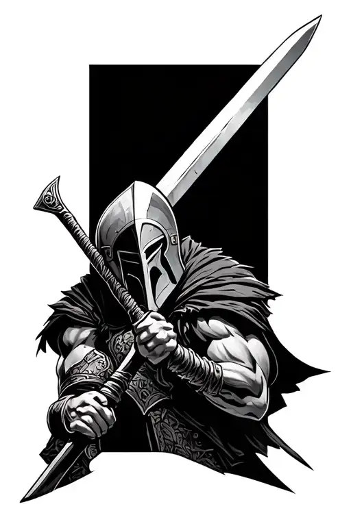 Spartan Warrior Wielding A Sword