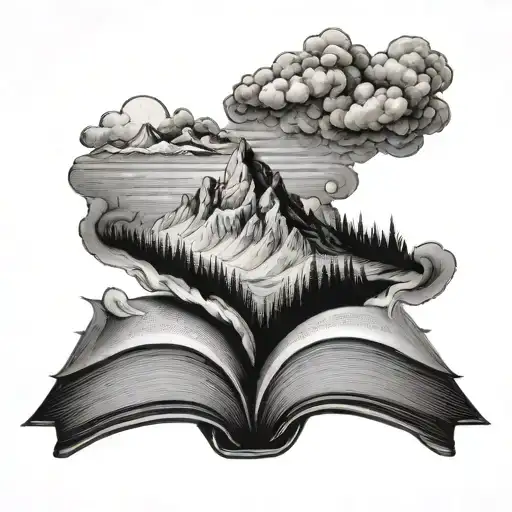 Open Book With Three Peaked Mountain On Top