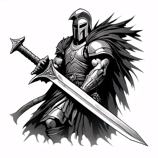 Spartan Warrior Wielding A Sword